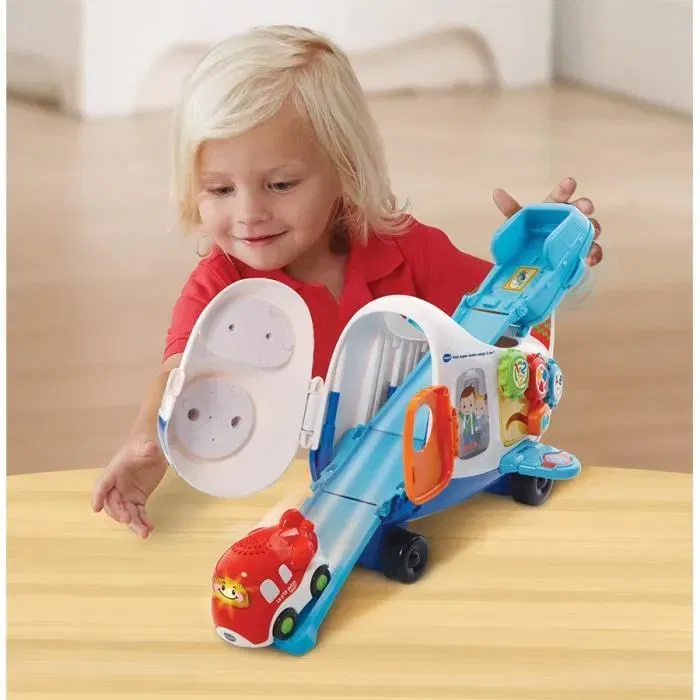 VTECH Avion Cargo 2 en 1 Tut Tut Bolides - Jouet interactif éducatif pour enfants dès 12 mois - Version française - Bleu