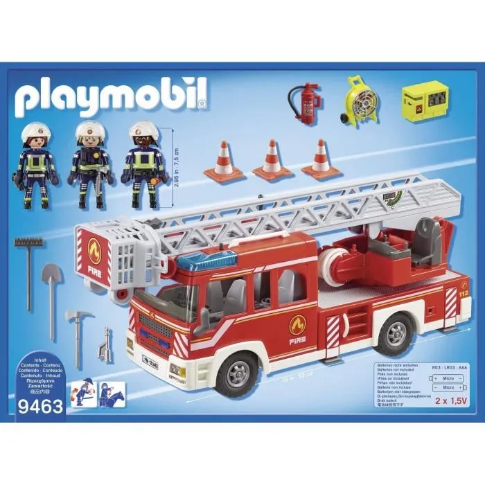Playmobil 9463 Camion de pompiers avec échelle pivotante - Jouet City Action pour enfants dès 4 ans (89 pièces)