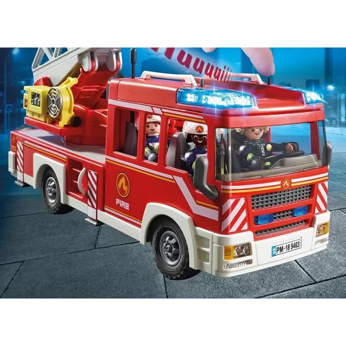 Playmobil 9463 Camion de pompiers avec échelle pivotante - Jouet City Action pour enfants dès 4 ans (89 pièces)
