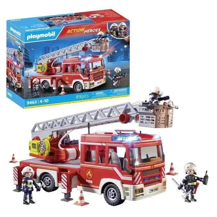 Playmobil 9463 Camion de pompiers avec échelle pivotante - Jouet City Action pour enfants dès 4 ans (89 pièces)