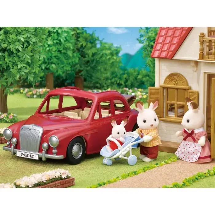 Sylvanian Families Voiture Cabriolet Rouge 5 Places - Jouet Figurine avec Poussette et Siège Auto pour Enfants 3 Ans et Plus