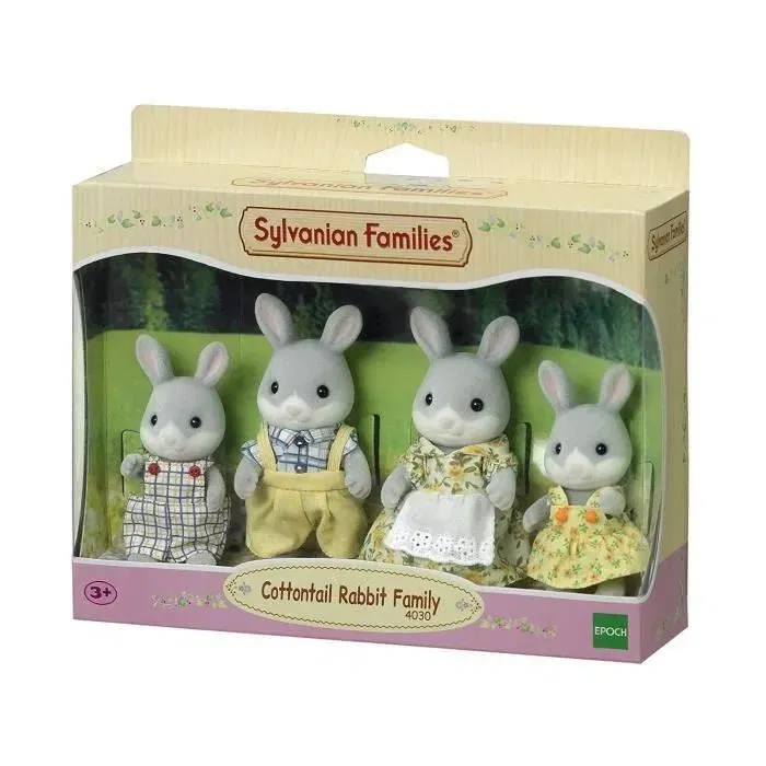 Sylvanian Families 4030 Famille Lapin Gris - Figurines Familles Sylvanian, Jouet Enfants 3 ans et plus, 4 Personnages