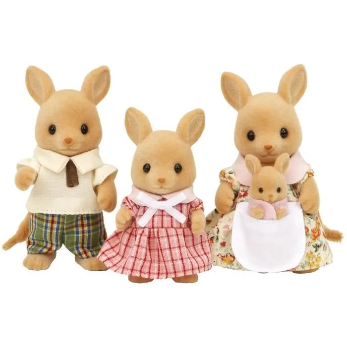 Sylvanian Families Famille Kangourou 5272 - 4 personnages figurines dont bébé dans poche - Jeu enfant dès 3 ans