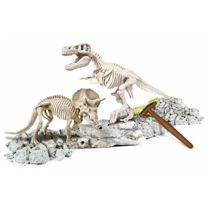 Clementoni Science & Jeu Archéo Ludic - Kit de Fouilles Fossiles T-Rex et Tricératops - Jeu Éducatif Archéologie - À Partir de 8 Ans