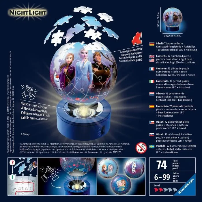 Ravensburger Puzzle 3D Rond La Reine des Neiges 2 72 pièces Illuminé Ravensburger Puzzle 3D Rond La Reine des Neiges 2 72 pièces Illuminé