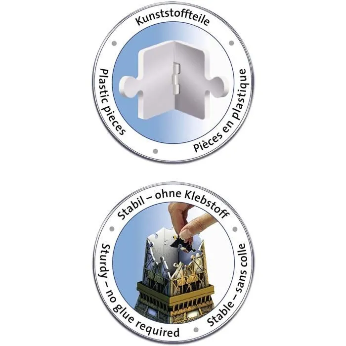 Ravensburger Puzzle 3D Tour Eiffel - 216 pièces - Architecture et monument - Sans colle - Easyclick