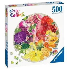 Ravensburger Circle of Colors - Puzzle rond 500 pièces, Thème Fruits et Légumes Abstrait, Illustration tendance, pour Adultes