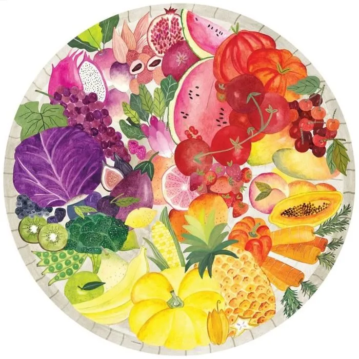 Ravensburger Circle of Colors - Puzzle rond 500 pièces, Thème Fruits et Légumes Abstrait, Illustration tendance, pour Adultes