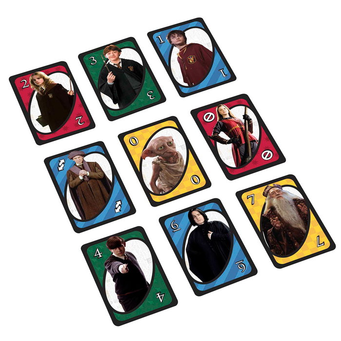 Uno - Jeu de cartes Harry Potter - Version multilingue (Anglais, Français, Allemand, Italien, Portugais, Espagnol) - 2 à 10 joueurs - Dès 7 ans - Réf. Fnc42 Mattel Games