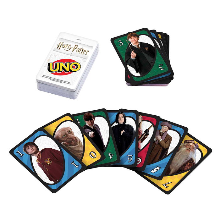 Uno - Jeu de cartes Harry Potter - Version multilingue (Anglais, Français, Allemand, Italien, Portugais, Espagnol) - 2 à 10 joueurs - Dès 7 ans - Réf. Fnc42 Mattel Games
