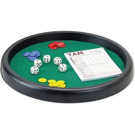 Jeujura Piste de Dés 421 Réf. 8154 Yam avec 5 Dés, 21 Jetons et 1 Bloc Score - Diamètre 31 cm - Jeu de Société Enfant dès 3 ans