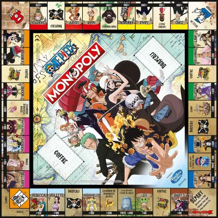 Winning Moves Monopoly One Piece - Jeu de société - Version française - Avec plateau, pions, cartes et billets