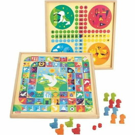 Jeujura Jeux de l'oie et petits chevaux - Plateau en bois