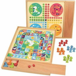 Jeujura Jeux de l'oie et petits chevaux - Plateau avec coffret en bois