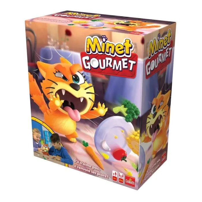 Goliath Minet Gourmet - Jeu de société pour enfants, chat gastronome et pizza, gestion de colère