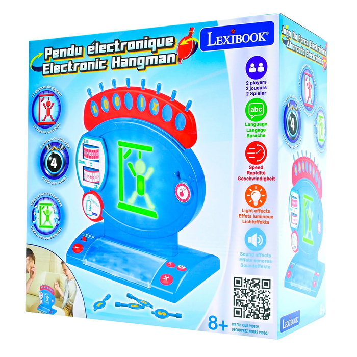 Lexibook Jeu Éducatif Électronique Le Pendu Jg800 avec 4 Niveaux de Difficulté et 3 Limites de Temps - Développe le Vocabulaire et l'Orthographe