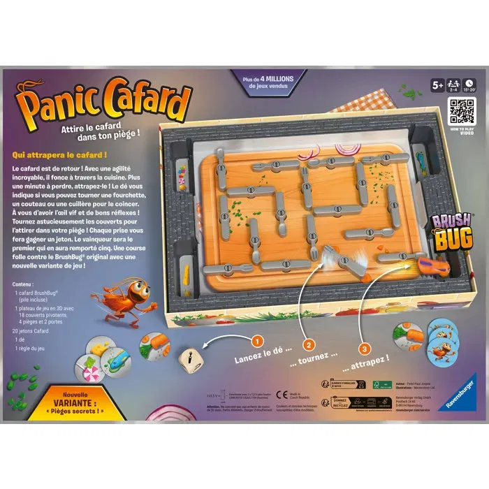 Ravensburger Panic Cafard - Jeu de société d'action et de rapidité pour enfants dès 5 ans, avec éléments électroniques, règles simples et parties rapides