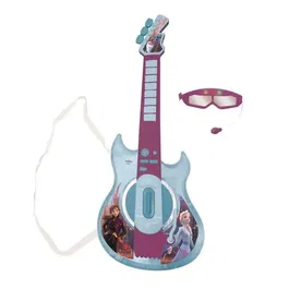 Lexibook - Guitare électronique lumineuse Frozen Reine des Neiges avec lunettes-micro pour enfant - Effets lumineux, 2 modes de jeu, aux-in - Jouet musical