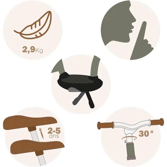 Smoby Draisienne Confort Mixte Enfant Vert pour Apprentissage Vélo et Équilibre en Extérieur - Fabrication Espagnole