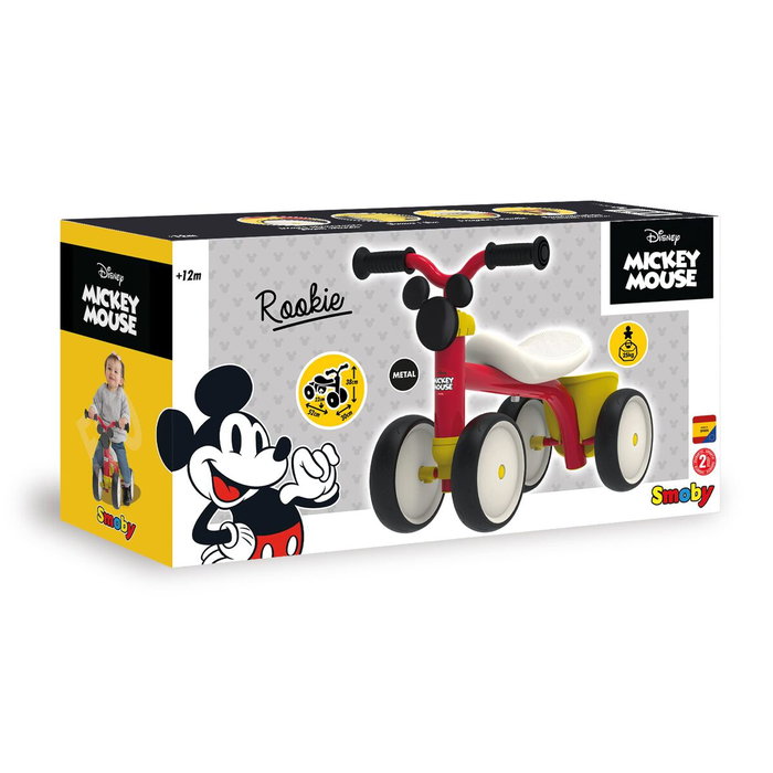 Smoby Porteur Mickey Mouse Rookie en métal - Rouge