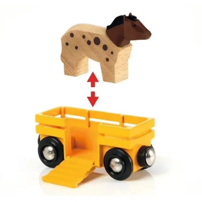 BRIO - Ravensburger - Train des Animaux de la Ferme en bois - Circuit de transport avec animaux et wagons - Jouet en bois et métal pour enfants dès 3 ans