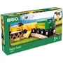 BRIO - Ravensburger - Train des Animaux de la Ferme en bois - Circuit de transport avec animaux et wagons - Jouet en bois et métal pour enfants dès 3 ans