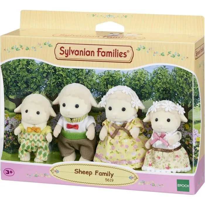 Sylvanian Families - Famille Mouton - Figurines Articulées - 4 Personnages avec Vêtements Amovibles - Jouet d'Imagination pour Enfants dès 3 Ans