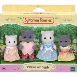 Sylvanian Families - Famille Chat Persan - 4 Personnages Articulés et Habillés - Figurines Jouet pour Enfants dès 3 Ans