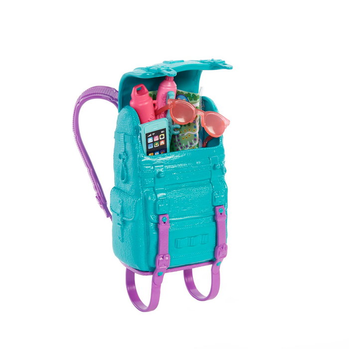 Barbie - Poupée Malibu ¡Vamos De Camping! avec Brooklyn et accessoires - Ensemble de camping avec sac de couchage, chiot et plus de 10 accessoires - Réf. Hdf73 Mattel