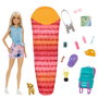 Barbie - Poupée Malibu ¡Vamos De Camping! avec Brooklyn et accessoires - Ensemble de camping avec sac de couchage, chiot et plus de 10 accessoires - Réf. Hdf73 Mattel