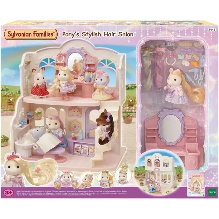Sylvanian Families - Mini-univers Salon de coiffure des poneys - Ensemble de jeu avec figurines et accessoires - Mixte - 3 ans et plus