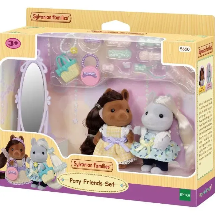 Sylvanian Families - Les amis poney et leurs kits de coiffure : 2 figurines, miroir, brosse, sacs et accessoires Sylvanian Families - Les amis poney et leurs kits de coiffure : 2 figurines, miroir, brosse, sacs et accessoires