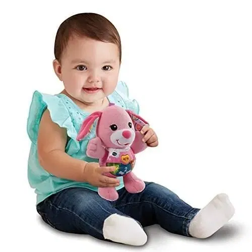 Vtech Baby Chant'toutou 502355, Jouet d'éveil musical en peluche rose interactif pour bébé avec boutons lumineux, chiffres et chansons