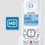 Alcatel Téléphone sans fil F530 Voice avec répondeur 14 min, blocage d'appels, mains libres, 2 mémoires directes, grand écran, blanc et gris