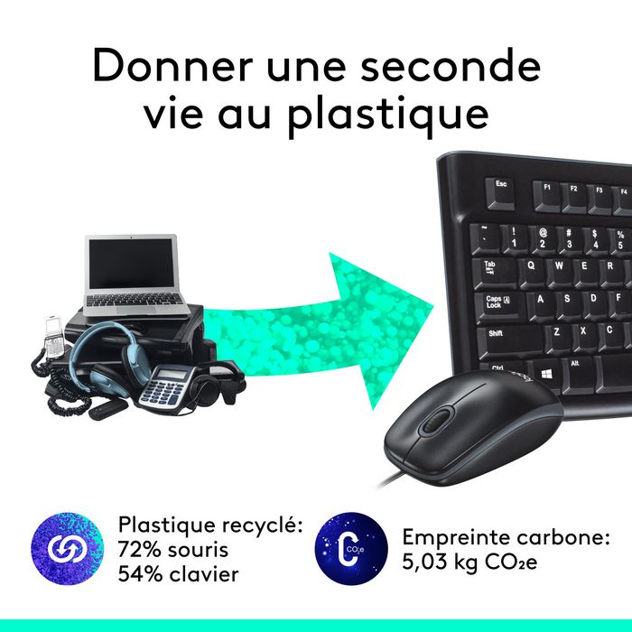 Logitech MK120 Combo Clavier AZERTY Français + Souris Optique USB 2.0 Logitech MK120 Combo Clavier AZERTY Français + Souris Optique USB 2.0