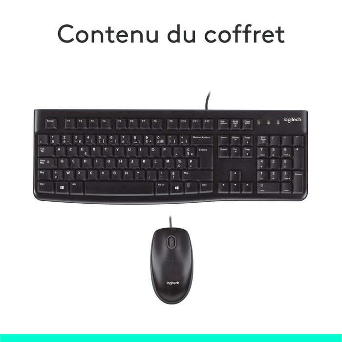 Logitech MK120 Combo Clavier AZERTY Français + Souris Optique USB 2.0 Logitech MK120 Combo Clavier AZERTY Français + Souris Optique USB 2.0