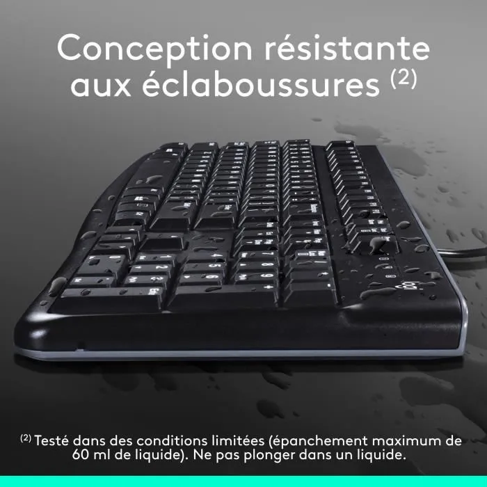 Logitech MK120 - Ensemble clavier et souris filaires AZERTY noir - Clavier avec touches plates silencieuses et pavé numérique Logitech MK120 - Ensemble clavier et souris filaires AZERTY noir - Clavier avec touches plates silencieuses et pavé numérique