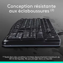 Logitech MK120 - Ensemble clavier et souris filaires AZERTY noir - Clavier avec touches plates silencieuses et pavé numérique