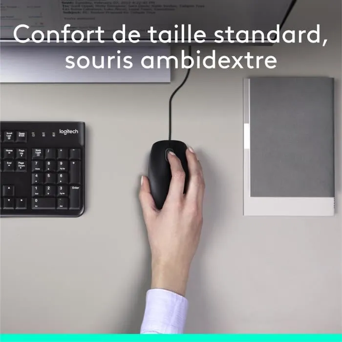 Logitech MK120 - Ensemble clavier et souris filaires AZERTY noir - Clavier avec touches plates silencieuses et pavé numérique Logitech MK120 - Ensemble clavier et souris filaires AZERTY noir - Clavier avec touches plates silencieuses et pavé numérique