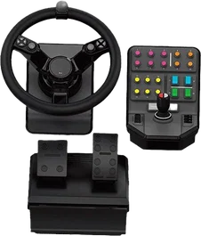 Logitech 945-000062 Pack Heavy Equipment Bundle avec volant 900° pédales et panneau de commande 25 boutons pour simulation agricole