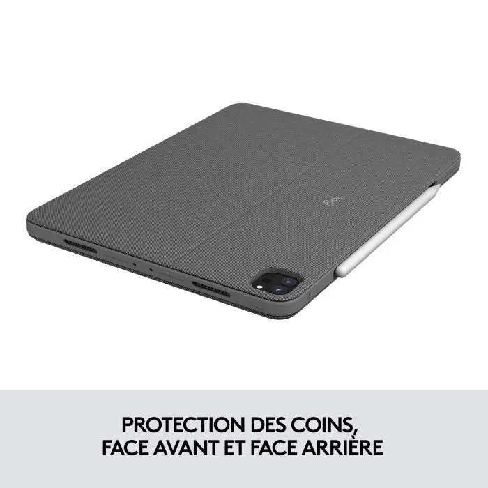 Logitech Combo Touch Étui clavier AZERTY avec trackpad pour iPad Pro 12.9 5e génération et iPad Air 5e/6e génération - Gris