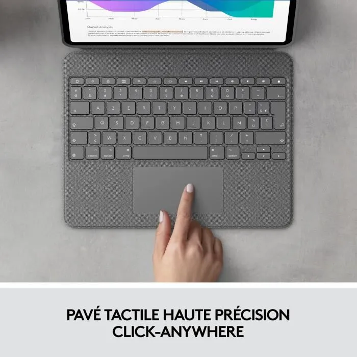 Logitech Combo Touch Étui clavier AZERTY avec trackpad pour iPad Pro 12.9 5e génération et iPad Air 5e/6e génération - Gris