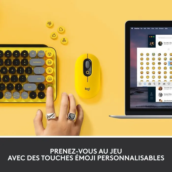 Logitech Pop Keys - Clavier mécanique sans fil multidispositif Bluetooth avec touches Emoji personnalisables - Azerty (Disposition française) - Jaune Logitech Pop Keys - Clavier mécanique sans fil multidispositif Bluetooth avec touches Emoji personnalisables - Azerty (Disposition française) - Jaune