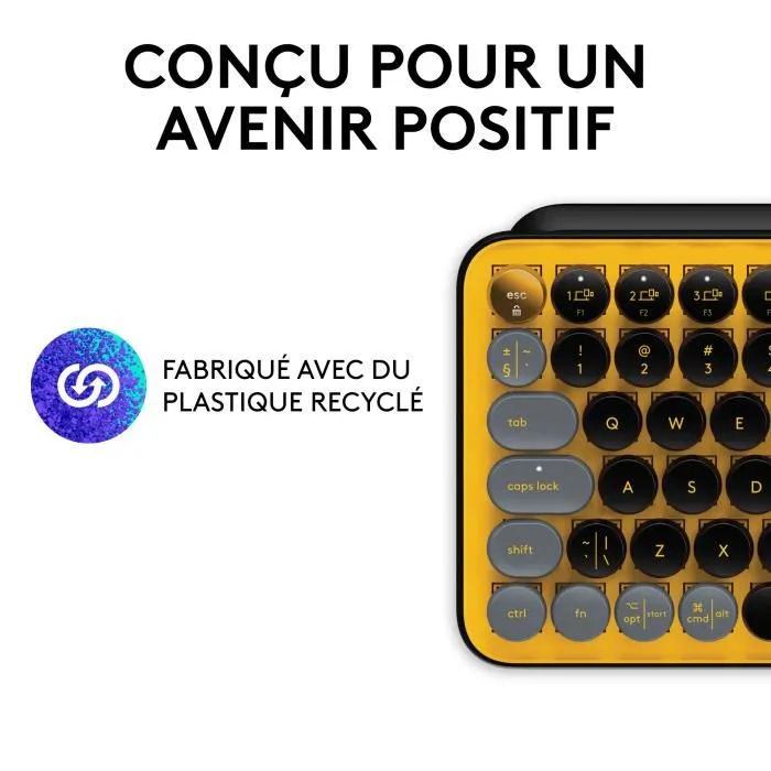 Logitech Pop Keys - Clavier mécanique sans fil multidispositif Bluetooth avec touches Emoji personnalisables - Azerty (Disposition française) - Jaune Logitech Pop Keys - Clavier mécanique sans fil multidispositif Bluetooth avec touches Emoji personnalisables - Azerty (Disposition française) - Jaune