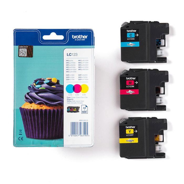 Brother LC123RBWBP Pack de 3 cartouches d'encre couleur (C/Y/M)