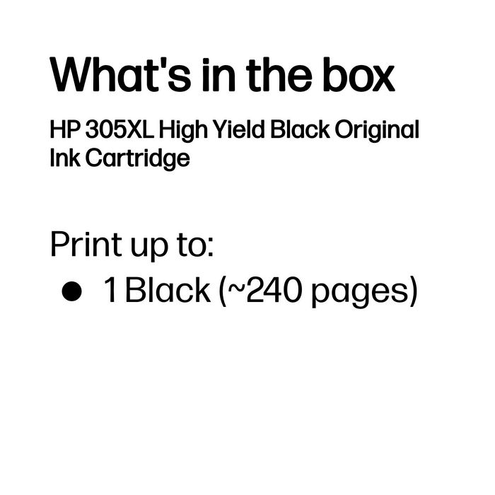 HP Cartouche d'encre authentique 305XL noir - Grande capacité - Compatible avec DeskJet 2300, 2700, ENVY 6000e, 6400e et autres modèles HP Cartouche d'encre authentique 305XL noir - Grande capacité - Compatible avec DeskJet 2300, 2700, ENVY 6000e, 6400e et autres modèles