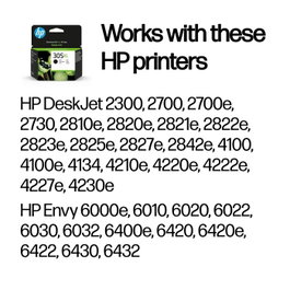 HP 305XL Cartouche d'encre noire grande capacité authentique (3YM62AE) stays