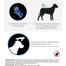 Frontline Spray Anti-puces et Anti-tiques pour Chiens et Chats +5kg - 250ml - Action Rapide et Longue Durée