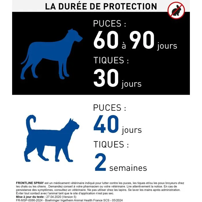 Frontline Spray Anti-puces anti-tiques pour Chat et Chien 250ml