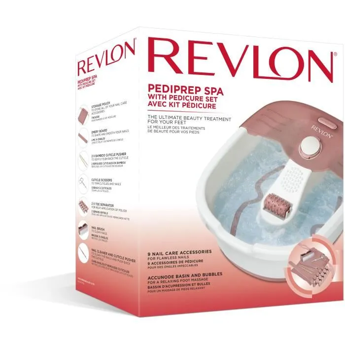 Revlon THALASSO PEDIPREP - Bassin de balnéothérapie et massage des pieds avec kit de pédicure 9 accessoires, relaxant